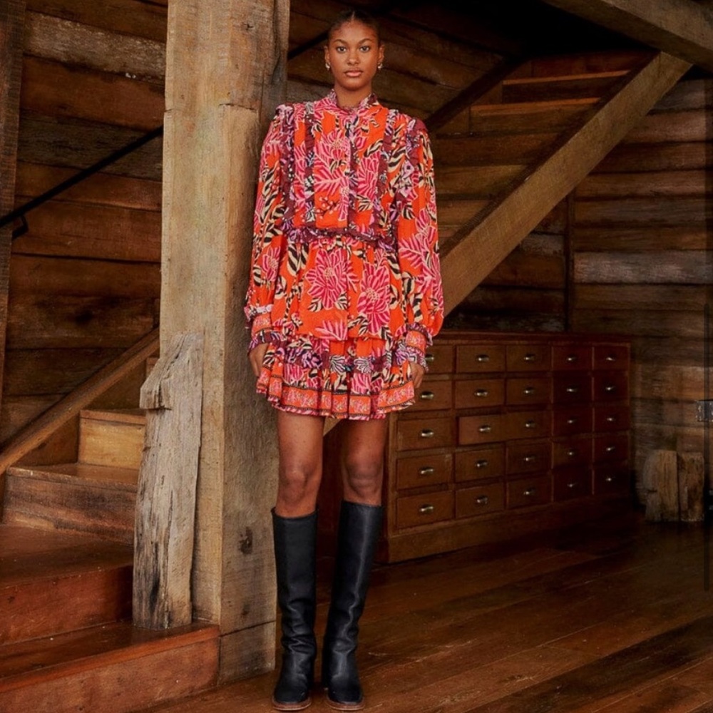 Farm Rio |‎ Mixed Floral Ruffled Mini Dress